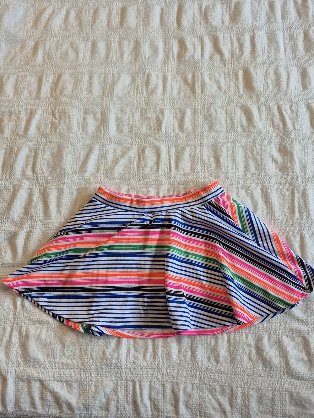 Justice girls skirt size 10/12 bright multi colored stripes with shorts tag cut